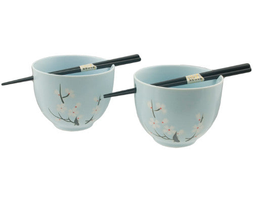 Ceramic Bowl Set with Chopsticks