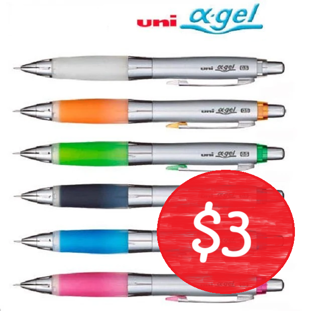 [SALE] uni α-gel Mechanical Pencil 0.5 - Soft Grip (Pack of 10) ** Old Package **