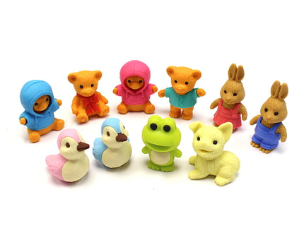 Iwako Assorted Eraser Cute Animal Set (Teddy Bear, Rabbit & Dog)