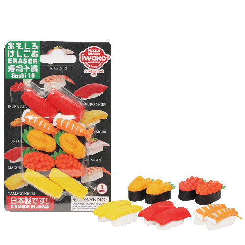 Iwako Blister Eraser 10 Sushi (pack of 10)