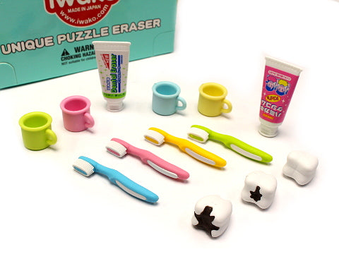 Iwako Assorted Eraser Toothbrush, Toothpaste & Teeth Set